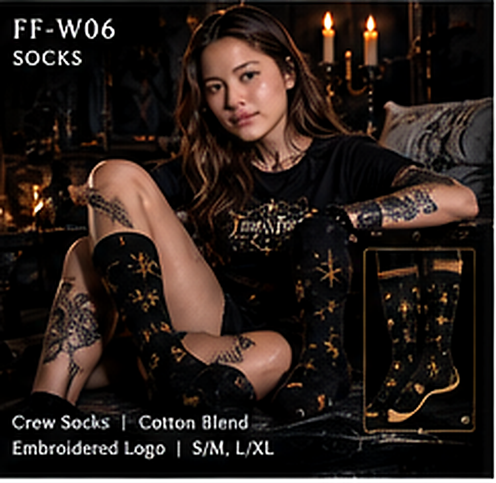 FF-W06 Socks – Embroidered Logo Crew Socks